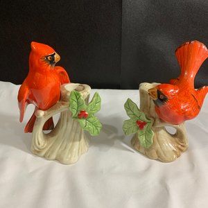 Vintage Fitz and Floyd Cardinal candle holders